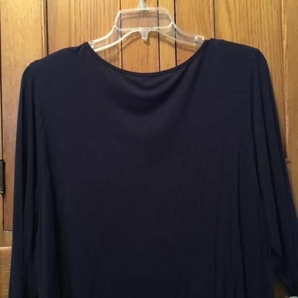 Ellen Tracy Navy Knit Top with Metallic Studding in Copper & Pewter- Ray Design - Picture 2 of 5